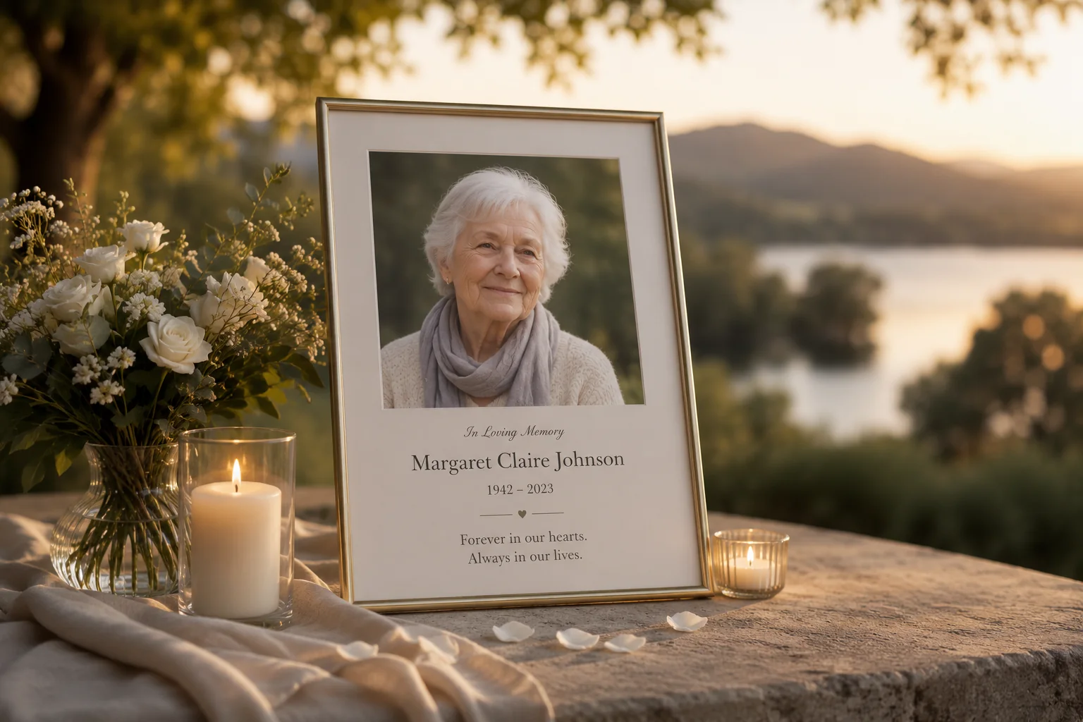 Elegant memorial website tribute image